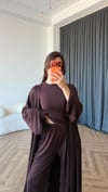 Hırka Crop ve Pantolonlu 3lü Takım Acı Kahve 2397
