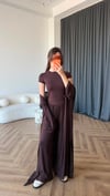 Hırka Crop ve Pantolonlu 3lü Takım Acı Kahve 2397
