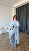 Hırka Crop ve Pantolonlu 3lü Takım Gri 2397