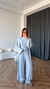 Hırka Crop ve Pantolonlu 3lü Takım Gri 2397