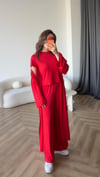 Hırka Crop ve Pantolonlu 3lü Takım Kırmızı 2397