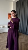 Hırka Crop ve Pantolonlu 3lü Takım Mor 2397