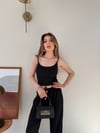 İp Askı Aksesuar Detay Atlet ve Pantolonlu Gofre İkili Takım Siyah 2336
