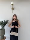 İp Askılı Aksesuar Detay Bel Drape Yırtmaçlı Astarlı Keten Elbise Siyah 2228