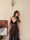 İp Askılı Dantel Detay Bodysuit Kahve 2136