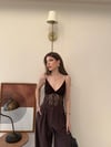 İp Askılı Dantel Detay Bodysuit Kahve 2136
