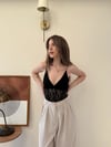 İp Askılı Dantel Detay Bodysuit Siyah 2136