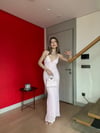 İp Askılı Dantel Detay İç Astarlı Uzun Kalem Elbise Pembe 2189