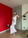 İp Askılı Dantel Detay İç Astarlı Uzun Kalem Elbise Pembe 2189