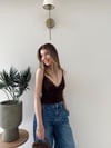 İp Askılı Degaje Yaka Dantel Detay Sandy Bluz Acı Kahve 2199