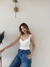 İp Askılı Degaje Yaka Dantel Detay Sandy Bluz Beyaz 2199