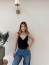 İp Askılı Degaje Yaka Dantel Detay Sandy Bluz Siyah 2199