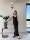 İp Askılı Kalem Elbise Acı Kahve 2216