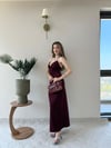 İp Askılı Kalem Elbise Bordo 2216