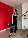 İp Askılı Paça Detay Drapeli Tulum Siyah 2192