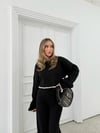 İSPANYOL KOL ÇOBAN DİKİŞ DETAY KAZAK VE PANTOLONLU TRİKO İKİLİ TAKIM SİYAH