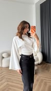 İspanyol Kol Detay Bel Drape Modal Bluz Beyaz 2437