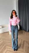 İspanyol Kol Detay Bel Drape Modal Bluz Pembe 2437