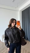Kadife Yaka Detay Çıtçıtlı Burberry Kumaş Bomber Ceket Kahve 2489
