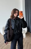 Kadife Yaka Detay Çıtçıtlı Burberry Kumaş Bomber Ceket Siyah 2489
