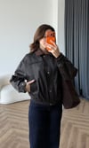 Kadife Yaka Detay Çıtçıtlı Burberry Kumaş Bomber Ceket Kahve 2489