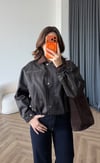 Kadife Yaka Detay Çıtçıtlı Burberry Kumaş Bomber Ceket Kahve 2489