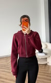 Kapişonlu 3 İplik Şardonlu Hırka Bordo 2505