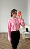 Kapişonlu 3 İplik Şardonlu Hırka Pembe 2505