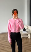 Kapişonlu 3 İplik Şardonlu Hırka Pembe 2505