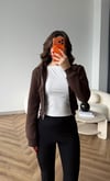Kapişonlu Bel Korse Detay 3 İplik Hırka Kahve 2492