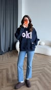 Kapişonlu Nakiş Detay Oversize Şardonlu Sweat Siyah 2482
