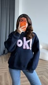 Kapişonlu Nakiş Detay Oversize Şardonlu Sweat Siyah 2482