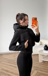 Kapişonlu Sişme Mont Siyah 2504