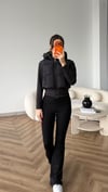 Kapişonlu Sişme Mont Siyah 2504
