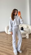 Kapişonlu Sweat ve Eşofmanlı 3 İplik Takım Gri 2513