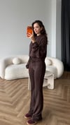 Kapişonlu Sweat ve Eşofmanlı 3 İplik Takım Kahve 2513
