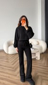 Kapişonlu Sweat ve Eşofmanlı 3 İplik Takım Siyah 2513