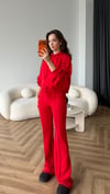 Kapişonlu Sweat ve Eşofmanlı 3 İplik Takım Kırmızı 2513