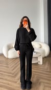 Kapişonlu Sweat ve Eşofmanlı 3 İplik Takım Siyah 2513