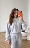 Kapişonlu Sweat ve Eşofmanlı 3 İplik Takım Gri 2513