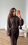 Kapişonlu Sweat ve Eşofmanlı 3 İplik Takım Kahve 2513