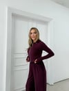 KAPÜŞONLU ÇİFT FERMUAR PARMAK GEÇME DETAY HIRKA VE ÖN DİKİŞ PANTOLONLU İKİLİ TAKIM BORDO