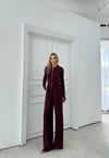 KAPÜŞONLU ÇİFT FERMUAR PARMAK GEÇME DETAY HIRKA VE ÖN DİKİŞ PANTOLONLU İKİLİ TAKIM BORDO