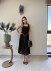 Kare Yaka Bel Kemer Detay Dantel Astarlı Elbise Acı Kahve 2368