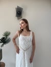 Kare Yaka Bel Kemer Detay Dantel Astarlı Elbise Beyaz 2368
