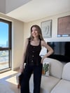 Kare Yaka Düğme Detay Etek Volanlı Bluz Kahve 2284