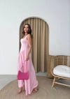 KARE YAKA UZUN SANDY ELBİSE PEMBE