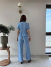 Karpuz Kol Bağlama Detay Yelek ve Pantolonlu Gofre İkili Takım Mavi 2150