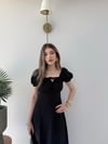 Karpuz Kol Ön Bağlama Detay Yırtmaçlı Tensel Elbise Siyah  2314