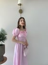 Karpuz Kol Ön Bağlama Detay Yırtmaçlı Tensel Elbise Pembe 2314